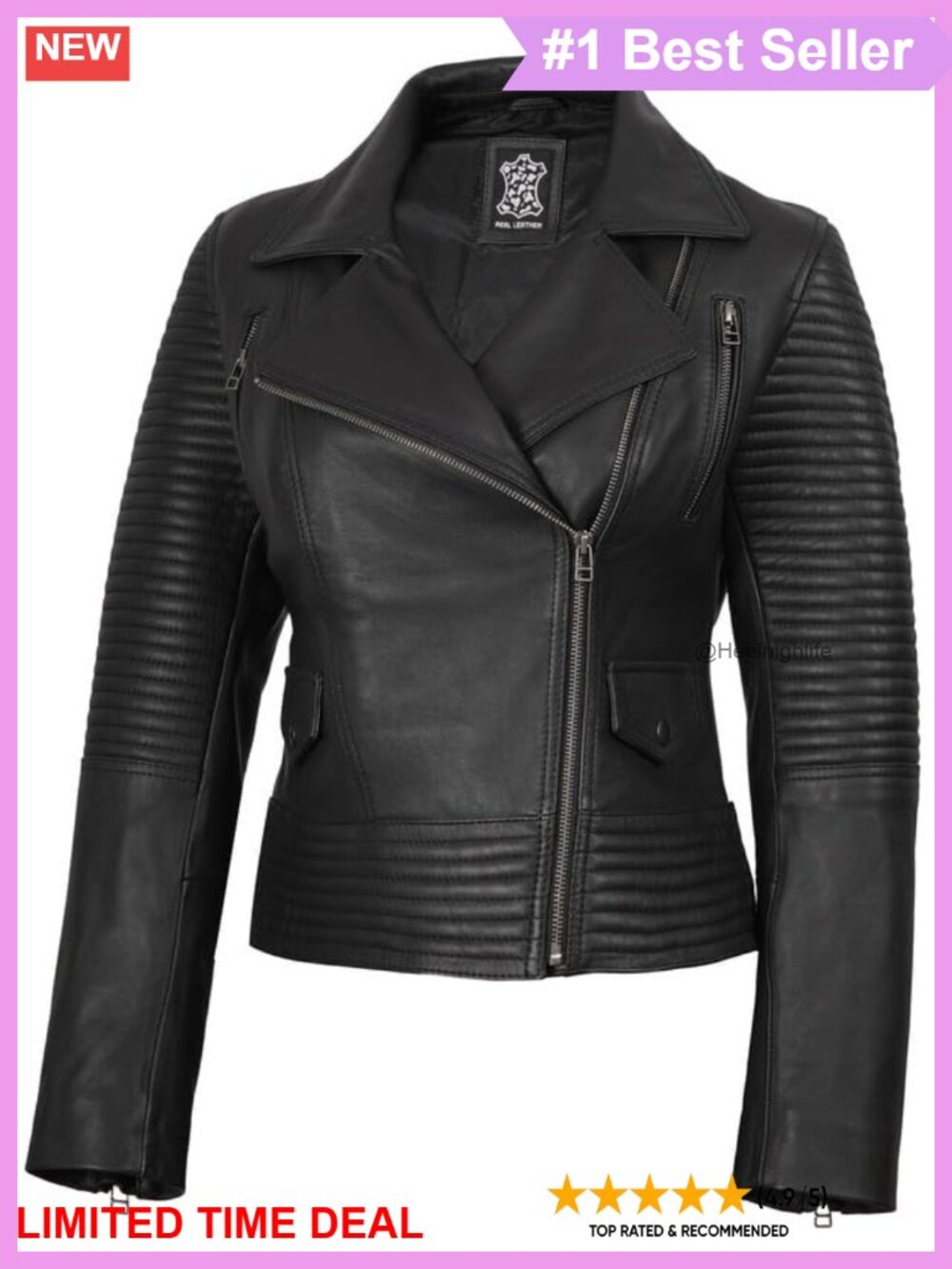 Genuine Lambskin Leather Jacket Asymmetrical Moto Biker Women